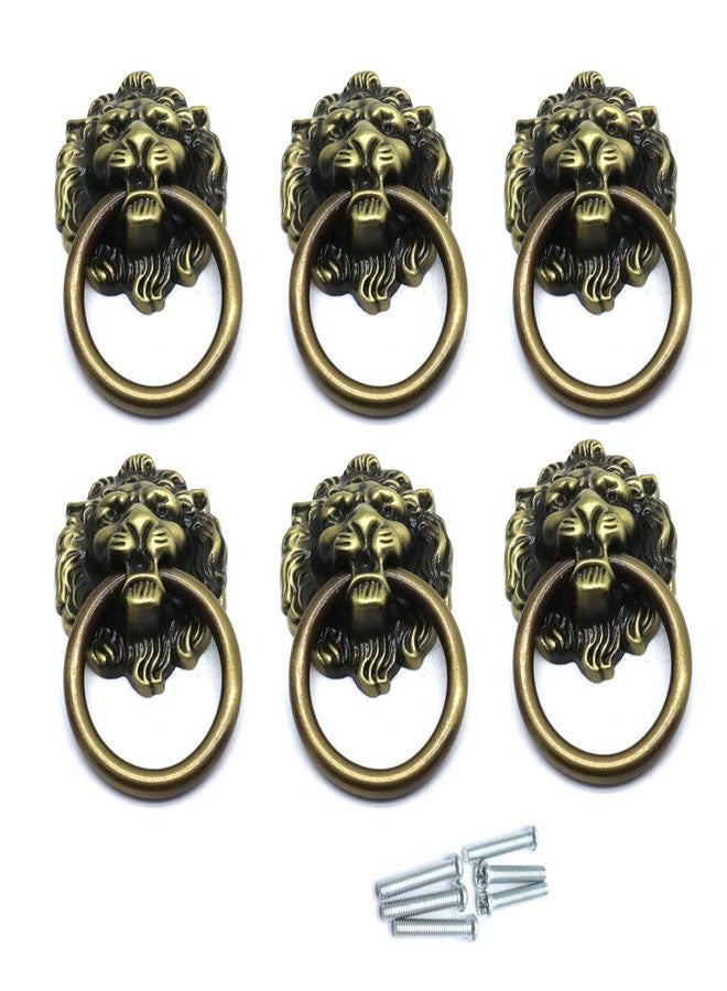 Sydien 67x40mm Lion Head Ring Pulls/Handles for Dresser, Drawer, Cabinet, Door,Cupboard, Closet 6 Pcs (Antique Bronze) - Image 1